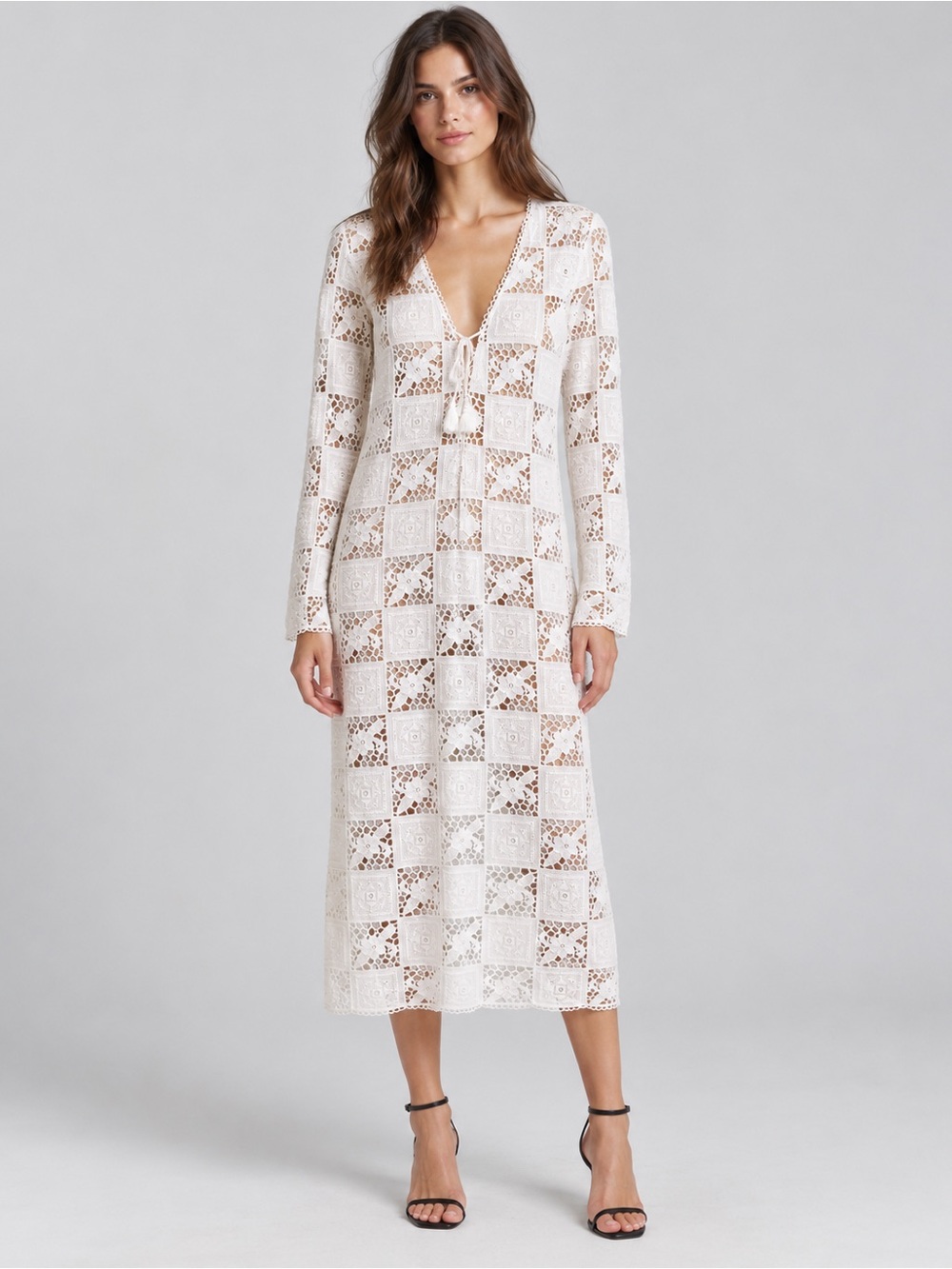 Sea New York White Crochet Tassel Swim Cover-Up Dress